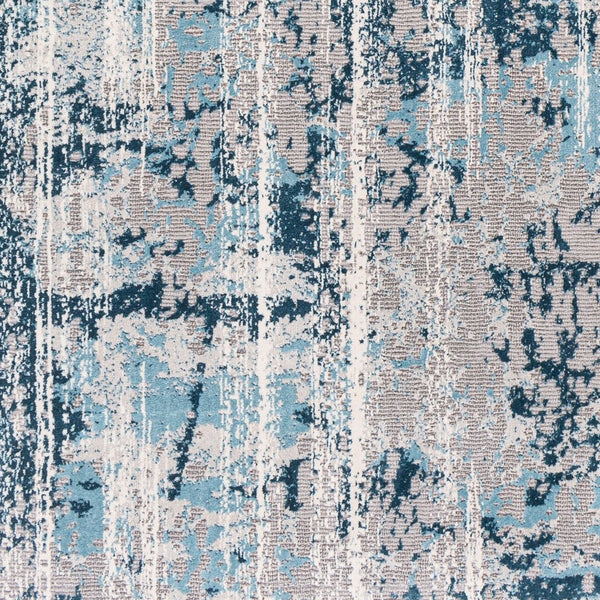 Livabliss Tibetan Machine Woven Polypropylene Area Rug Minimalist Modern Style for Living Rooms Teal, Light Gra 8'10" x 12'4" TBT2331-9124