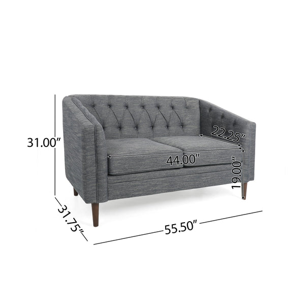 English Elm Christopher Knight Home® - LOVESEAT Diamond-Tufted PU Upholstery with Button Stitching, Tapered Birch Legs, Contemporary Chic Charcoal 72248.00FCHAR