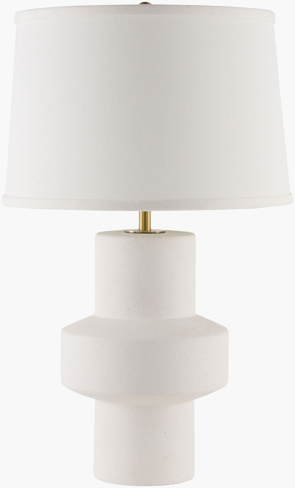 Surya Tabou 23" Tall Accent Table Lamp - Rustic Ceramic Body, Elegant Linen Shade & Iron Finial Decor Body, White,Finial, Gold,Cord, Translucent Ceramic,Linen,Plastic,Iron Tbu-001