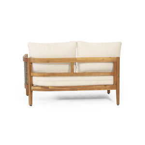 English Elm Crowne Outdoor 2 Seater Sofa Acacia Wood Handwoven Rattan Patio Seating 74130.00