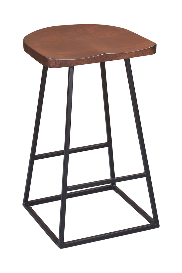Porter Designs Clement Solid Acacia Wood Bar Stool With Sleek Lines And Comfortable Scooped Seat Brown Wood 07-196-10-2099