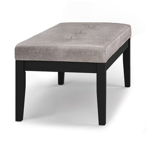 English Elm Lacey Tufted Ottoman Bench - Stylish Distressed Grey Taupe Vegan Leather For Modern Living Spaces B136P159210