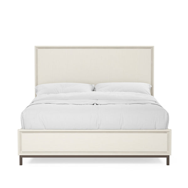 A.R.T. Furniture Blanc Contemporary Alabaster Bed With Vertical Channel Design - Elegant Comfort For Any Bedroom White Parawood Solids,Maple Veneers,Metal 289135-1040