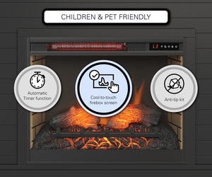 Legends Furniture Bridgevine Home Washington 48 Inch Fireplace With Mantel, Black And Whiskey Finish Seal Skin And Whiskey, Black Poplar Solids And Okoume Veneers Wa5112.Swk