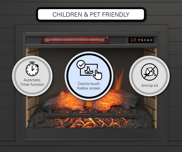 Legends Furniture Bridgevine Home Washington 48 Inch Fireplace With Mantel, Black And Whiskey Finish Seal Skin And Whiskey, Black Poplar Solids And Okoume Veneers Wa5112.Swk