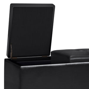 English Elm Avalon - Stylish Midnight Black Storage Ottoman With Lift-Up Lids And Versatile Serving Tray Feature B136P158249