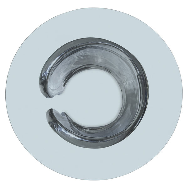 Bernhardt Bernhardt Sculptural AgnèS 60" Round Dining Table – Polished Stainless Steel Cuff Base, Glass Top K2055