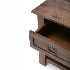 English Elm Monroe End Table - Rustic Distressed Charcoal Brown Acacia Wood With Storage & Vintage Charm B136P158953