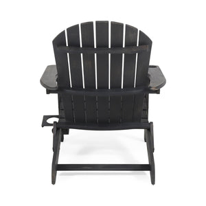 English Elm Christopher Knight Home® - BELLWOOD Adirondack Chair with Folding Design, Rustic Outdoor Wood Seat, Built-In Cup Holder Comfort DARK GREY 37.75 L x 26.75 W x 8.5 H 68940.00DGRY