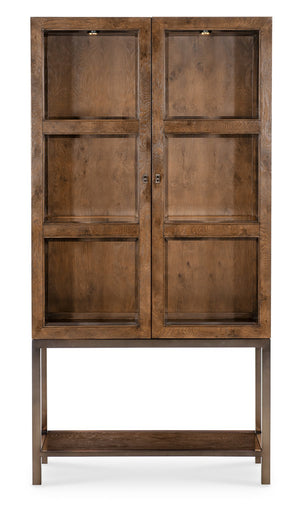 Hooker Furniture Melange Mulholland Oak Veneer Display Cabinet with Led Lighting and Bronze Accents 628-75018-82