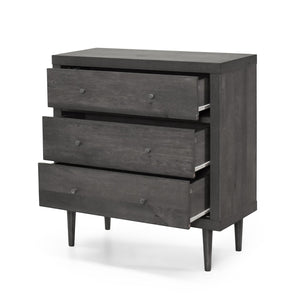 English Elm Christopher Knight Home® - NORDIC Mid-Century 3-Drawer Chest with Faux Wood Finish, Rubberwood Legs and Sleek Storage Appeal Grey 71144.00GRY