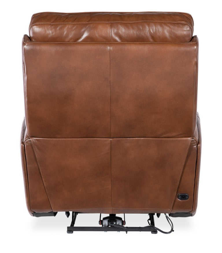 Hooker Furniture Crosby Giotto Top-Grain Leather Zero-Gravity Power Recliner With Usb, Power Headrest & Lumbar Support Brown SS741-PHZL1-080