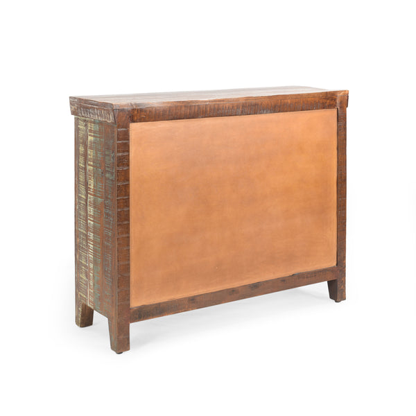 English Elm Christopher Knight Home® - Wd. Recycled Cabinet - Handcrafted Mango Wood Slatted Boho Storage Cabinet with Distressed Finish, Crescent Handles 66629.00