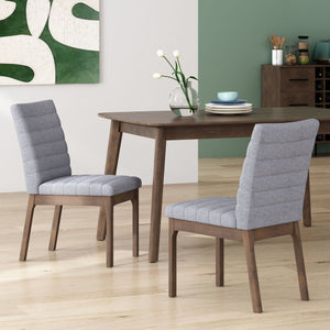 English Elm Christopher Knight Home® - DINING Chair Set of 2 Dark Grey Mid-Century Upholstered Fabric Seats with Channel Stitching & Splayed Rubberwood Legs 73471.00