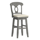 Homelegance By Top-Line Juliette Napoleon Back Wood Swivel Bar Stool Grey Rubberwood