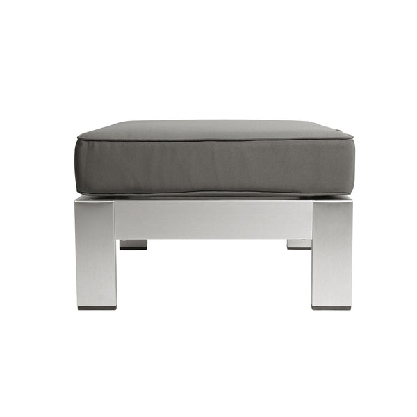 English Elm Christopher Knight Home® - CAPE Coral Ottoman - Khaki Aluminum Frame, Weather-Resistant Polyester Cushion, Silver Finish, Compact Seat 64414.00