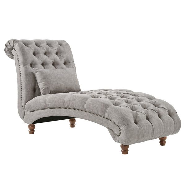 Homelegance By Top-Line Pietro Tufted Oversized Chaise Lounge Grey Linen