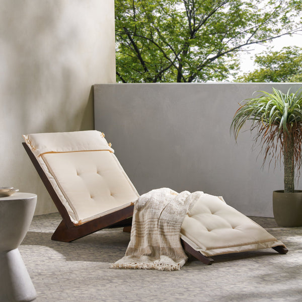 English Elm Christopher Knight Home® - SONORA Mahogany Wood Folding Lounger with Weather-Resistant Cushion, Acacia Deck Chair 67.7" 55374.00MAHC