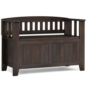 English Elm Acadian Handcrafted Entryway Storage Bench with Lift-Top Seating, Solid Wood, Transitional Design Dark Brown B136P158298