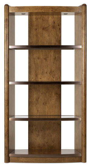 Hooker Furniture Melange Romano Oak and Glass Etagere with Led Lighting for Transitional Living Rooms 18.03L x 42.40W x 81.38H 628-50745-82