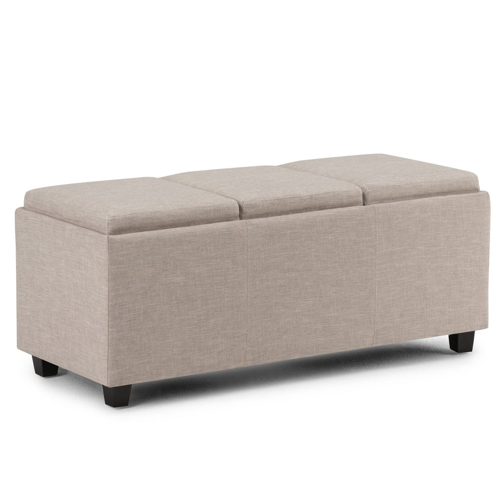 English Elm Avalon Storage Ottoman – Versatile Natural Linen-Look Design With Hidden Storage & Serving Trays B136P159918