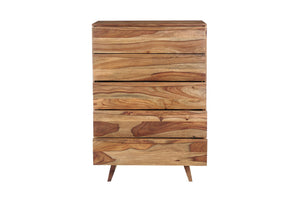 Porter Designs Porter Fusion Solid Sheesham Wood Chest Table - Mid-century Modern With Curved Handles & Flared Legs Light Brown Wood 04-117-03-6750n