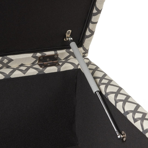 English Elm Richmond Square Storage Ottoman Geometric Patterned Fabric Lift Top Living Room 60266.00