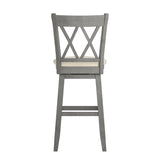 Homelegance By Top-Line Juliette Double X-Back Wood Swivel Bar Stool Grey Rubberwood