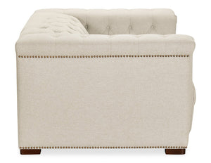 Hooker Furniture Savion Deux Power Recliner With Chesterfield Tufting, Aries Beach Fabric, Nail Trim & Powered Headrest SS435-PH1-414