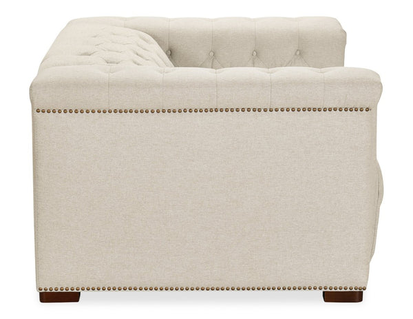 Hooker Furniture Savion Deux Power Recliner With Chesterfield Tufting, Aries Beach Fabric, Nail Trim & Powered Headrest SS435-PH1-414