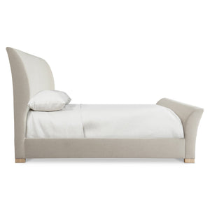 Bernhardt Bernhardt Modulum Upholstered California King Sleigh Bed — Curved Headboard, Oak Feet, Luxe Support K1826