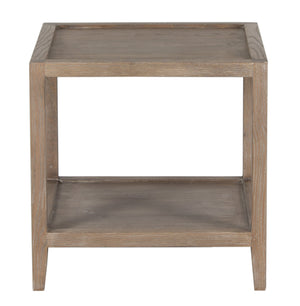 Porter Designs Porter Lowell Solid White Oak End Table With Extra Storage Shelves, Versatile Brown Design, Durable Brown Wood 05-108-07-1920