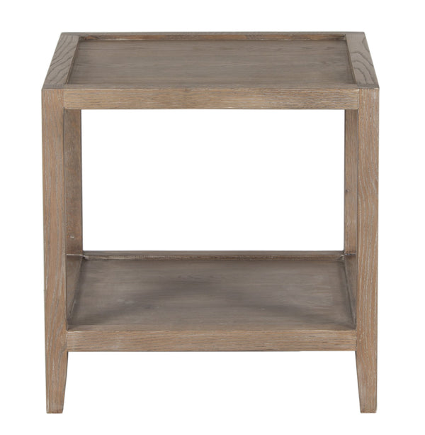 Porter Designs Porter Lowell Solid White Oak End Table With Extra Storage Shelves, Versatile Brown Design, Durable Brown Wood 05-108-07-1920