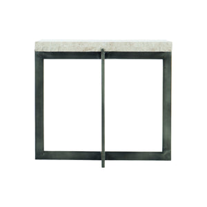 Bernhardt Bernhardt Sculptural Mid-Century Cocktail Table With White Travertine Top And Cross Steel Base Elegan Bronze 22.25"W x 22.25"D x 19.5"H 510011