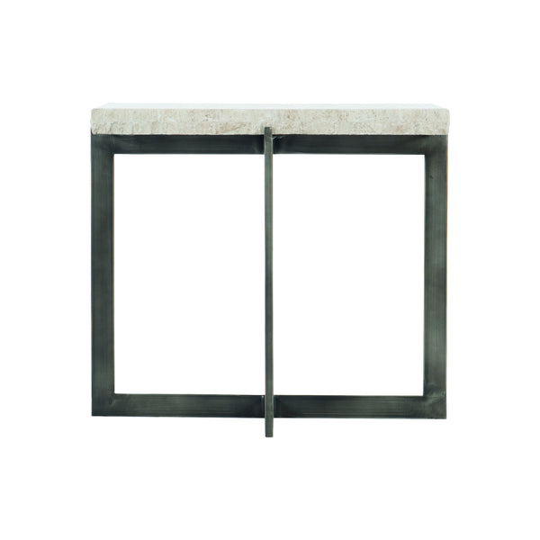 Bernhardt Bernhardt Sculptural Mid-Century Cocktail Table With White Travertine Top And Cross Steel Base Elegan Bronze 22.25"W x 22.25"D x 19.5"H 510011