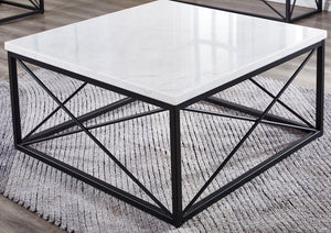 English Elm Steve Silver - Skyler White 3-Piece Marble Table Set with Modern Metal Base – Durable Cocktail, End & Sofa Tables B081S00450