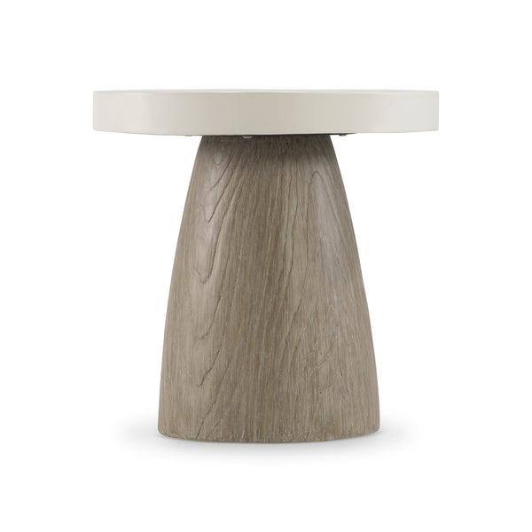 Bernhardt Bernhardt Granville Drum Outdoor Side Table — Glass-Reinforced Concrete, Bone Top & Sea Oat Woodgrain Base X09123