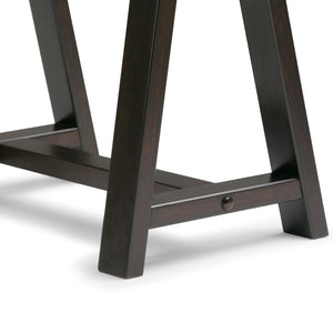 English Elm Sawhorse Desk - Dark Chestnut Brown, Solid Wood, Industrial Style With Keyboard Tray For Home Office B136P158231-GIGA
