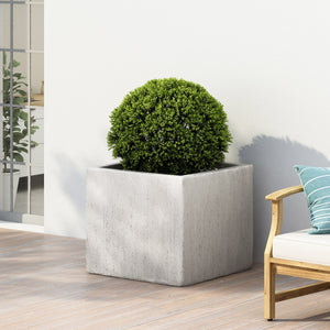 English Elm Ella Outdoor Square Mgo Planter Stone Finish Handcrafted Patio Entryway Large Box 70628.00WHI