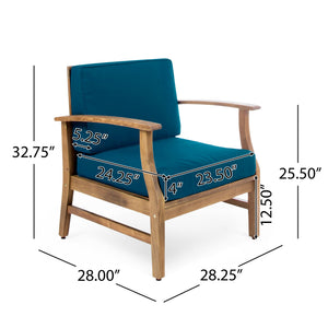English Elm Perla Solid Acacia Outdoor Club Chair Slatted Hardwood Frame Resort Patio Seat 61442.00BLU-61442.00BLU