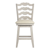 Homelegance By Top-Line Juliette French Ladder Back Counter Height Swivel Stool White Rubberwood