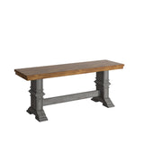 Homelegance By Top-Line Juliette Two-Tone Trestle Leg Wood Dining Bench Grey Rubberwood