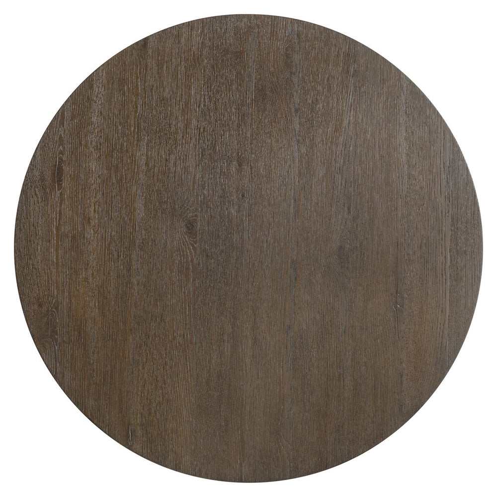 Bernhardt Bernhardt Outline Round Cocktail Table With Wire‑Brushed Oak Cassel Finish, Sculptural Arts & Crafts Elegance 360010