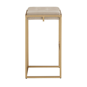 Homelegance By Top-Line Piper Gold Finish Velvet Button Tufted 29" Bar Height Stools (Set of 2) Beige Engineered Wood