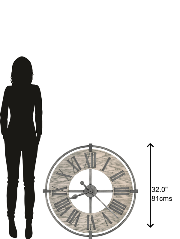 Hekman Furniture 625646 Eli Wall Clock - Aged Iron & Wood Design With Large Roman Numerals For Effortless Time Reading  Eli Wall Clock 625646