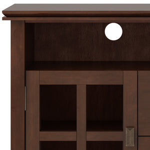 English Elm Artisan Tv Media Stand - Handcrafted Solid Wood In Russet Brown With Glass Doors & Antique Hardware B136P158405