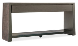 Hooker Furniture Commerce Kubrick Console Table — Oak Veneer Entryway Console With Gray Textured Drawers, Soft-Close Storage & Open Shelf 7228-80181-89