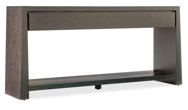 Hooker Furniture Commerce Kubrick Console Table — Oak Veneer Entryway Console With Gray Textured Drawers, Soft-Close Storage & Open Shelf 7228-80181-89