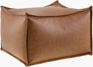 Surya Teddy Modern Minimalist Pouf - 14"H X 22"W Stylish & Functional Polyester Accent For Any Space Chestnut Polyester,Polyester,Polybeads Tdpf001-142222
