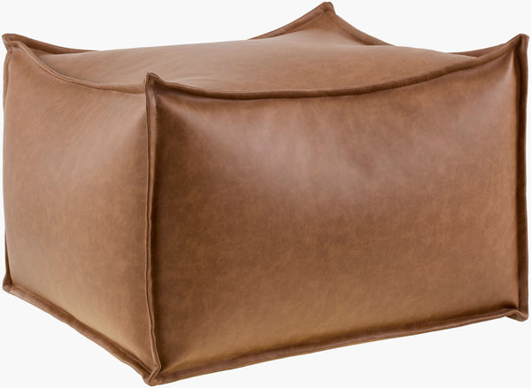 Surya Teddy Modern Minimalist Pouf - 14"H X 22"W Stylish & Functional Polyester Accent For Any Space Chestnut Polyester,Polyester,Polybeads Tdpf001-142222